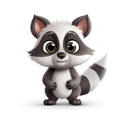 Cute 3D Opossum Icon on White Background