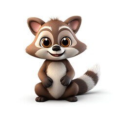 Obraz premium Cute 3D Opossum Icon on White Background