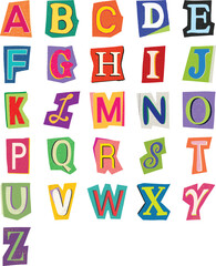 Colorful Magazine Cut-out Letters Elements Set