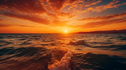 An image of vibrant sunset over the sea.