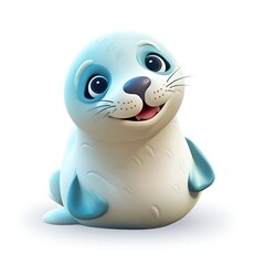 Cute 3D Seal Icon on White Background