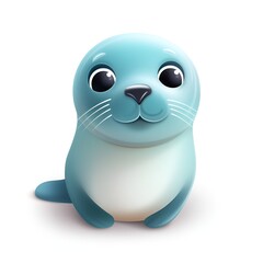 Cute 3D Seal Icon on White Background