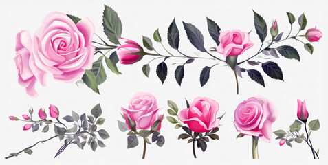 A Beautiful Collection of Pink Roses on a Clean White Background