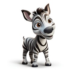 Charming 3D Zebra Icon on White Background