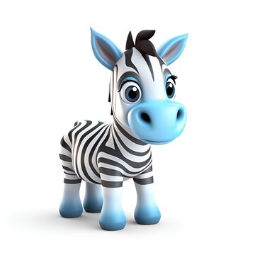Cute 3D Zebra Cartoon Icon on White Background