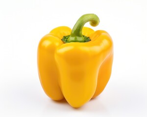 Yellow Pepper Isolated on White Background. Close-up View of Sweet Paprika, a Versatile Ingredient in Delicious and Healthy Food Recipes