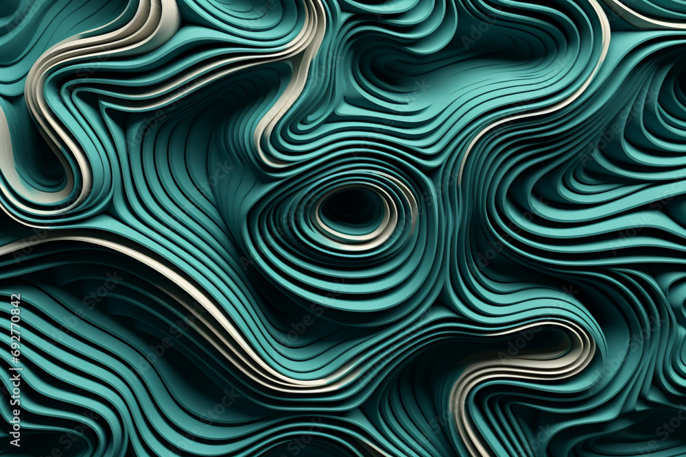 Canvas Prints a 3d composition of intricate geometric patterns in a blend of turquoise and platinum, forming a mes