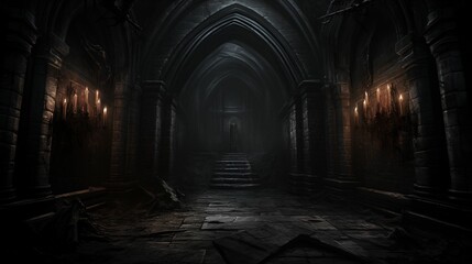 Fototapeta na wymiar Image of a dark corridor leading to hell.
