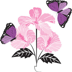 graphic element flowers and butterflies 2