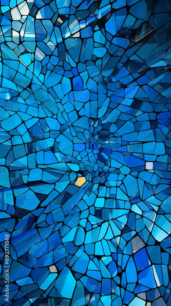 Wall mural a complex 3d abstract mosaic with intricate color interplays and dynamic contrasts, reformatted to a