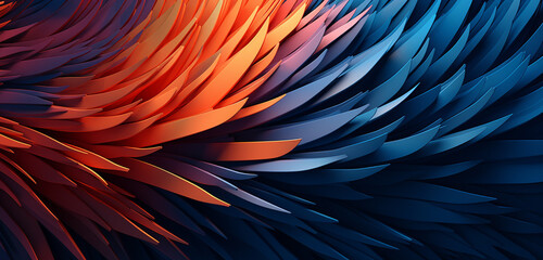 A captivating 3D mosaic with intricate color contrasts and dynamic patterns against a deep ocean blue background.