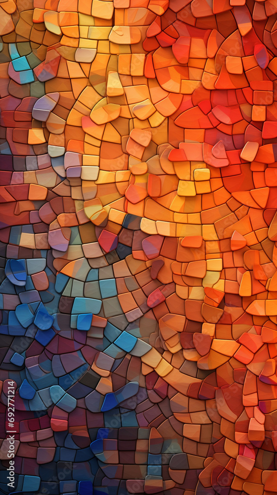 Poster a complex 3d colorful mosaic arrangement with a symphony of colors and shapes, adjusted to a 916 asp