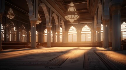 Obraz premium Image of a mosque interior, in soft and sophisticated lighting.