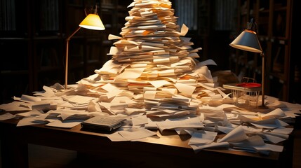 Image of a stack of paper on the table.