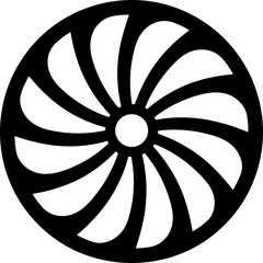 turbine propeller with spinning blades black vector logo icon - obrazy, fototapety, plakaty
