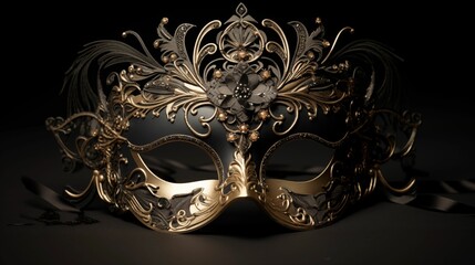 Mask designed for a masquerade ball on a dark background.