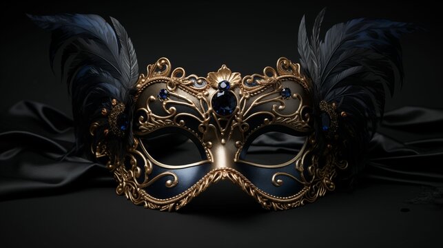 Mask designed for a masquerade ball on a dark background.