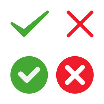 tick and cross, icon tanda benar dan salah. Illustration vector style.