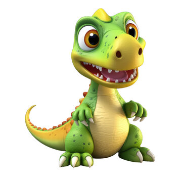 3d model cute dinosaur toy isolated on transparent or white background, png
