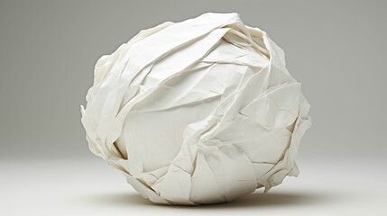 Twisted paper ball on white background.