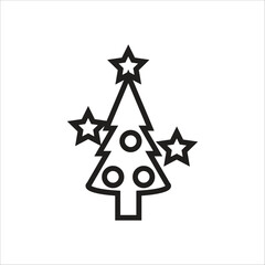 christimas tree vector icon line template