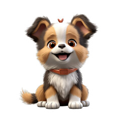 Obraz premium 3D model cute dog toy isolated on transparent or white background, png