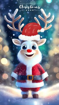 Christmas santa background Animation , Vertical video 4k , funny santa