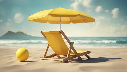 Summer Vacation Concept with Beach Chair and Umbrella