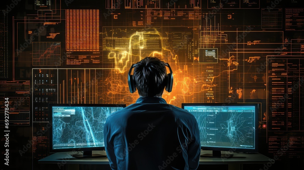 Poster technology data electronic background illustration digital computer, software network, internet base
