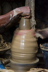 Craftsman hands making ceramic works in Maragogipinho in the city of Aratuipe, Bahia.