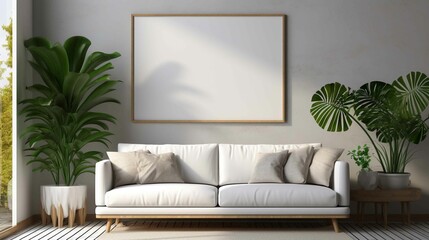 Luxurious Living Room with Stylish Furniture and Elegant Interior Design. white canvas for mockups