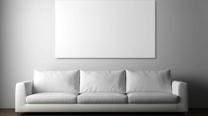 Contemporary home interior with cozy white sofa and decorative wall. white canvas for mockups
