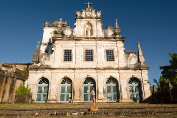 Fototapeta premium Portrait of a tourist in front of the Convent