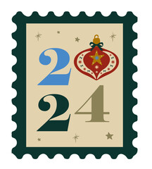 Christmas illustration - New Year illustration - Christmas greetings card - 2024 illustration