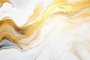 Beautiful Gold abstract wallpaper. Gold and white fluid art. Abstract Art Desktop Wallpaper. Generative AI.