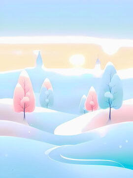 Minimalism abstract landscape 8. 
Minimalism abstract art: landscape in soft colors. AI-generated digital illustration.