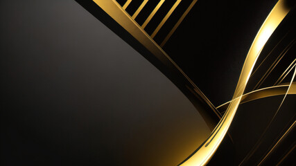 Abstrakter luxuriöser schwarzgoldener Hintergrund. Moderner dunkler Banner-Vorlagenvektor mit geometrischen Formmustern. Futuristisches digitales Grafikdesign