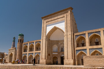 Fototapeta na wymiar The Ark of Khiva and a minaret in Khiva Old Town, Uzbekistan