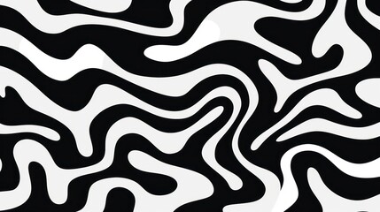 Wavy swirl brush trokes. Curved Lines. Black and White Wallpaper for design. Desktop Background. Design Template. Seamless design. 