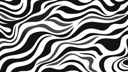 Wavy swirl brush trokes. Curved Lines. Black and White Wallpaper for design. Desktop Background. Design Template. Seamless design. 