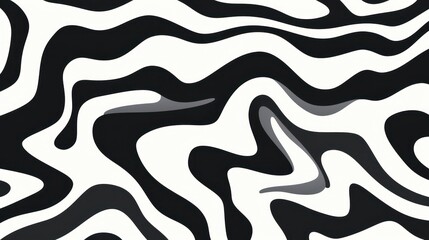 Wavy swirl brush trokes. Curved Lines. Black and White Wallpaper for design. Desktop Background. Design Template. Seamless design. 