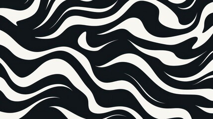 Wavy swirl brush trokes. Curved Lines. Black and White Wallpaper for design. Desktop Background. Design Template. Seamless design. 