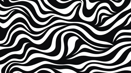 Wavy swirl brush trokes. Curved Lines. Black and White Wallpaper for design. Desktop Background. Design Template. Seamless design. 