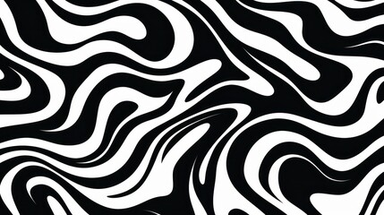 Wavy swirl brush trokes. Curved Lines. Black and White Wallpaper for design. Desktop Background. Design Template. Seamless design. 