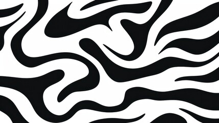 Wavy swirl brush trokes. Curved Lines. Black and White Wallpaper for design. Desktop Background. Design Template. Seamless design. 