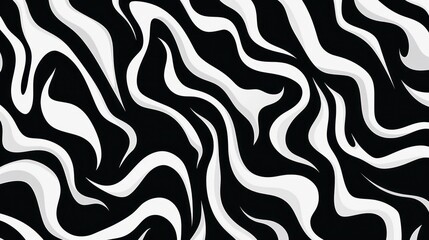Wavy swirl brush trokes. Curved Lines. Black and White Wallpaper for design. Desktop Background. Design Template. Seamless design. 