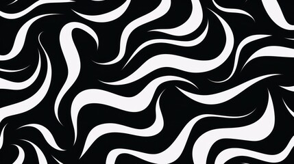 Wavy swirl brush trokes. Curved Lines. Black and White Wallpaper for design. Desktop Background. Design Template. Seamless design. 