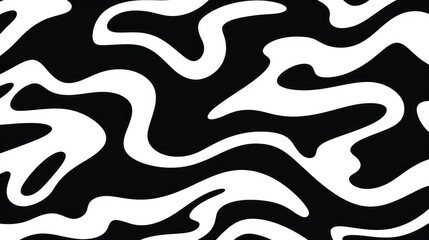 Wavy swirl brush trokes. Curved Lines. Black and White Wallpaper for design. Desktop Background. Design Template. Seamless design. 