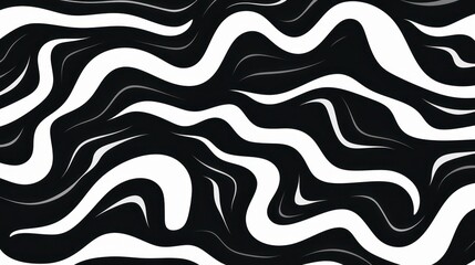 Wavy swirl brush trokes. Curved Lines. Black and White Wallpaper for design. Desktop Background. Design Template. Seamless design. 