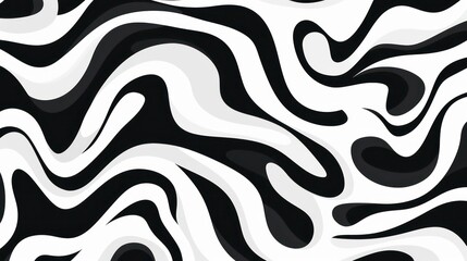Wavy swirl brush trokes. Curved Lines. Black and White Wallpaper for design. Desktop Background. Design Template. Seamless design. 